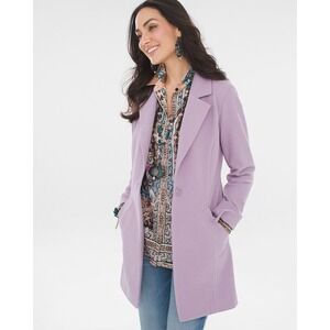 CHICOS Size 1P US M Plush Jacket One Button Blazer Warm Coat Lavender NWT